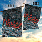 Port Adelaide Power ANZAC Day Garden Flag Indigenous Dot Art with Poppy Flower Tribute