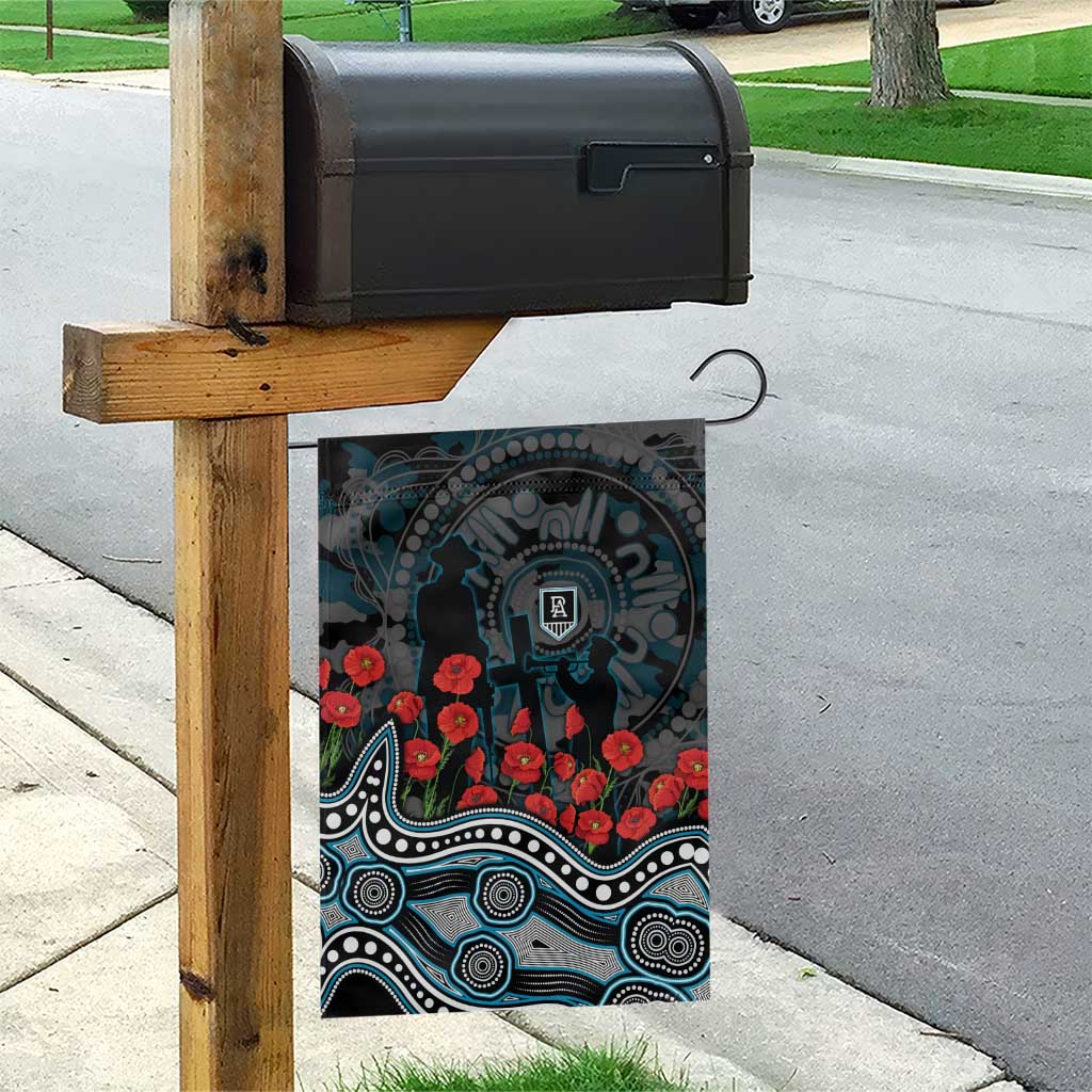 Port Adelaide Power ANZAC Day Garden Flag Indigenous Dot Art with Poppy Flower Tribute