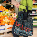 Port Adelaide Power ANZAC Day Grocery Bag Indigenous Dot Art with Poppy Flower Tribute