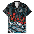 Port Adelaide Power ANZAC Day Hawaiian Shirt Indigenous Dot Art with Poppy Flower Tribute