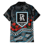 Port Adelaide Power ANZAC Day Hawaiian Shirt Indigenous Dot Art with Poppy Flower Tribute
