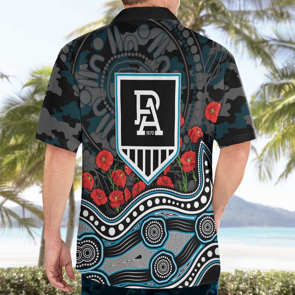 Port Adelaide Power ANZAC Day Hawaiian Shirt Indigenous Dot Art with Poppy Flower Tribute