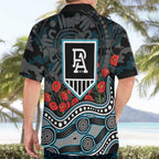 Port Adelaide Power ANZAC Day Hawaiian Shirt Indigenous Dot Art with Poppy Flower Tribute