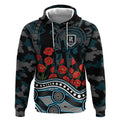 Port Adelaide Power ANZAC Day Hoodie Indigenous Dot Art with Poppy Flower Tribute