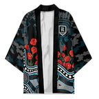 Port Adelaide Power ANZAC Day Kimono Indigenous Dot Art with Poppy Flower Tribute