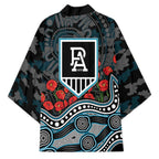 Port Adelaide Power ANZAC Day Kimono Indigenous Dot Art with Poppy Flower Tribute