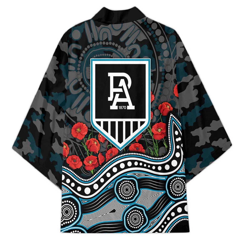 Port Adelaide Power ANZAC Day Kimono Indigenous Dot Art with Poppy Flower Tribute