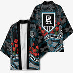 Port Adelaide Power ANZAC Day Kimono Indigenous Dot Art with Poppy Flower Tribute