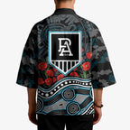 Port Adelaide Power ANZAC Day Kimono Indigenous Dot Art with Poppy Flower Tribute