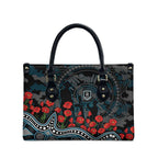 Port Adelaide Power ANZAC Day Leather Bag Indigenous Dot Art with Poppy Flower Tribute