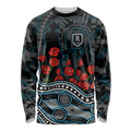 Port Adelaide Power ANZAC Day Long Sleeve Shirt Indigenous Dot Art with Poppy Flower Tribute