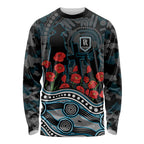 Port Adelaide Power ANZAC Day Long Sleeve Shirt Indigenous Dot Art with Poppy Flower Tribute