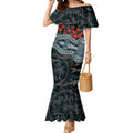 Port Adelaide Power ANZAC Day Mermaid Dress Indigenous Dot Art with Poppy Flower Tribute