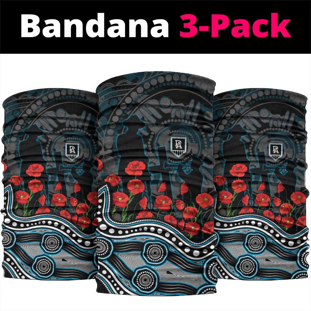 Port Adelaide Power ANZAC Day Neck Gaiter Indigenous Dot Art with Poppy Flower Tribute