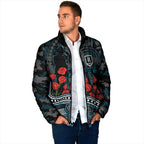 Port Adelaide Power ANZAC Day Padded Jacket Indigenous Dot Art with Poppy Flower Tribute
