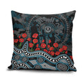 Port Adelaide Power ANZAC Day Pillow Cover Indigenous Dot Art with Poppy Flower Tribute
