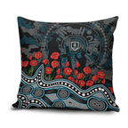 Port Adelaide Power ANZAC Day Pillow Cover Indigenous Dot Art with Poppy Flower Tribute