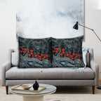 Port Adelaide Power ANZAC Day Pillow Cover Indigenous Dot Art with Poppy Flower Tribute