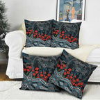 Port Adelaide Power ANZAC Day Pillow Cover Indigenous Dot Art with Poppy Flower Tribute