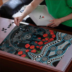 Port Adelaide Power ANZAC Day Puzzle Indigenous Dot Art with Poppy Flower Tribute