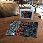 Port Adelaide Power ANZAC Day Puzzle Indigenous Dot Art with Poppy Flower Tribute