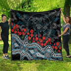 Port Adelaide Power ANZAC Day Quilt Indigenous Dot Art with Poppy Flower Tribute