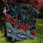 Port Adelaide Power ANZAC Day Quilt Indigenous Dot Art with Poppy Flower Tribute