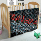Port Adelaide Power ANZAC Day Quilt Indigenous Dot Art with Poppy Flower Tribute