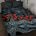Port Adelaide Power ANZAC Day Quilt Bed Set Indigenous Dot Art with Poppy Flower Tribute