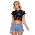Port Adelaide Power ANZAC Day Raglan Cropped T Shirt Indigenous Dot Art with Poppy Flower Tribute