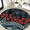 Port Adelaide Power ANZAC Day Round Carpet Indigenous Dot Art with Poppy Flower Tribute