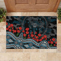 Port Adelaide Power ANZAC Day Rubber Doormat Indigenous Dot Art with Poppy Flower Tribute