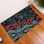 Port Adelaide Power ANZAC Day Rubber Doormat Indigenous Dot Art with Poppy Flower Tribute
