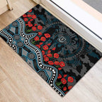 Port Adelaide Power ANZAC Day Rubber Doormat Indigenous Dot Art with Poppy Flower Tribute