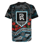 Port Adelaide Power ANZAC Day Rugby Jersey Indigenous Dot Art with Poppy Flower Tribute