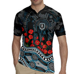 Port Adelaide Power ANZAC Day Rugby Jersey Indigenous Dot Art with Poppy Flower Tribute