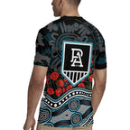 Port Adelaide Power ANZAC Day Rugby Jersey Indigenous Dot Art with Poppy Flower Tribute