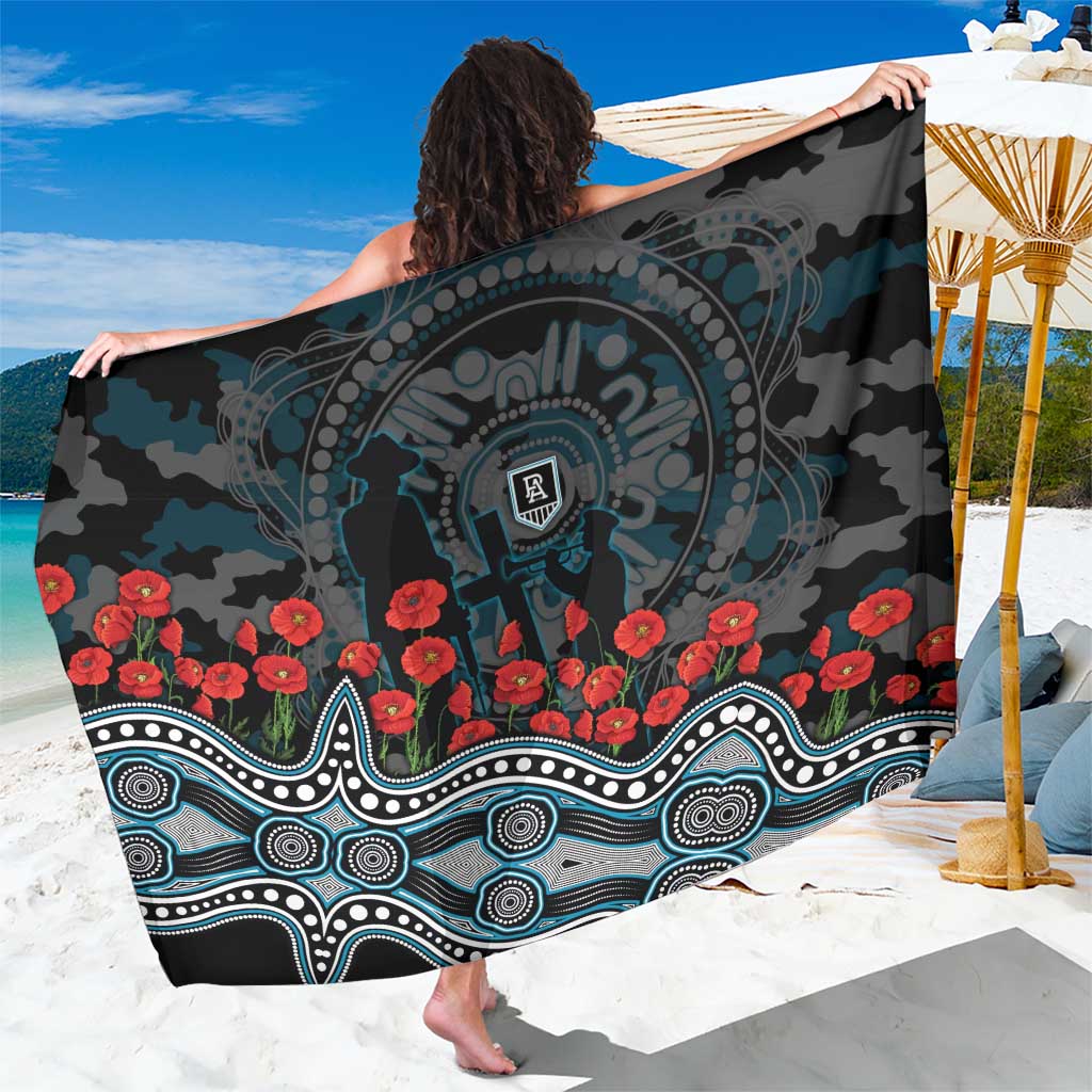 Port Adelaide Power ANZAC Day Sarong Indigenous Dot Art with Poppy Flower Tribute
