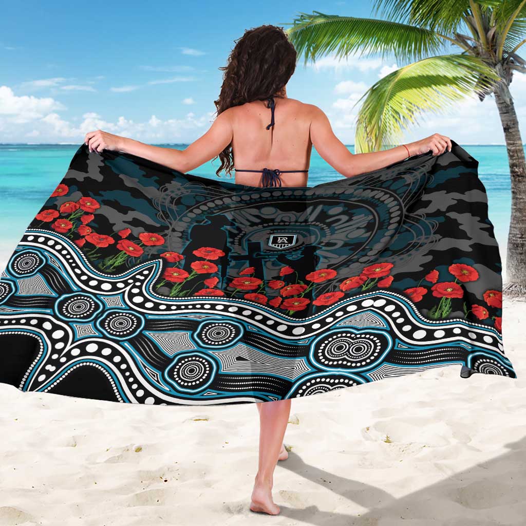 Port Adelaide Power ANZAC Day Sarong Indigenous Dot Art with Poppy Flower Tribute