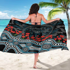 Port Adelaide Power ANZAC Day Sarong Indigenous Dot Art with Poppy Flower Tribute
