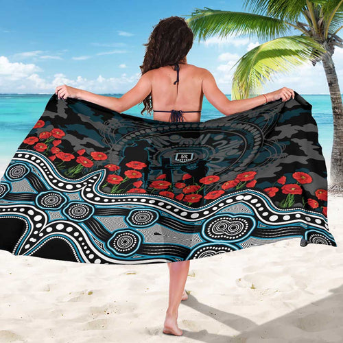 Port Adelaide Power ANZAC Day Sarong Indigenous Dot Art with Poppy Flower Tribute