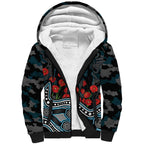 Port Adelaide Power ANZAC Day Sherpa Hoodie Indigenous Dot Art with Poppy Flower Tribute