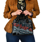 Port Adelaide Power ANZAC Day Shoulder Handbag Indigenous Dot Art with Poppy Flower Tribute
