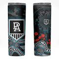 Port Adelaide Power ANZAC Day Skinny Tumbler Indigenous Dot Art with Poppy Flower Tribute