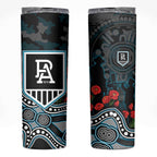 Port Adelaide Power ANZAC Day Skinny Tumbler Indigenous Dot Art with Poppy Flower Tribute