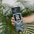 Port Adelaide Power ANZAC Day Skinny Tumbler Indigenous Dot Art with Poppy Flower Tribute