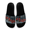 Port Adelaide Power ANZAC Day Slide Sandals Indigenous Dot Art with Poppy Flower Tribute