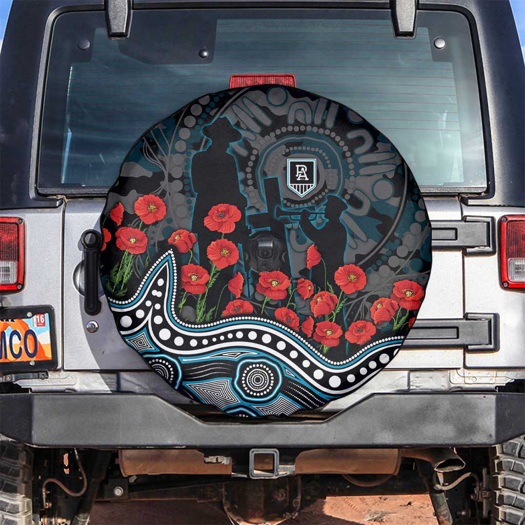 Port Adelaide Power ANZAC Day Spare Tire Cover Indigenous Dot Art with Poppy Flower Tribute