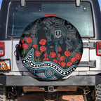 Port Adelaide Power ANZAC Day Spare Tire Cover Indigenous Dot Art with Poppy Flower Tribute