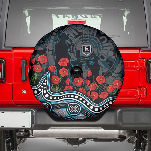 Port Adelaide Power ANZAC Day Spare Tire Cover Indigenous Dot Art with Poppy Flower Tribute